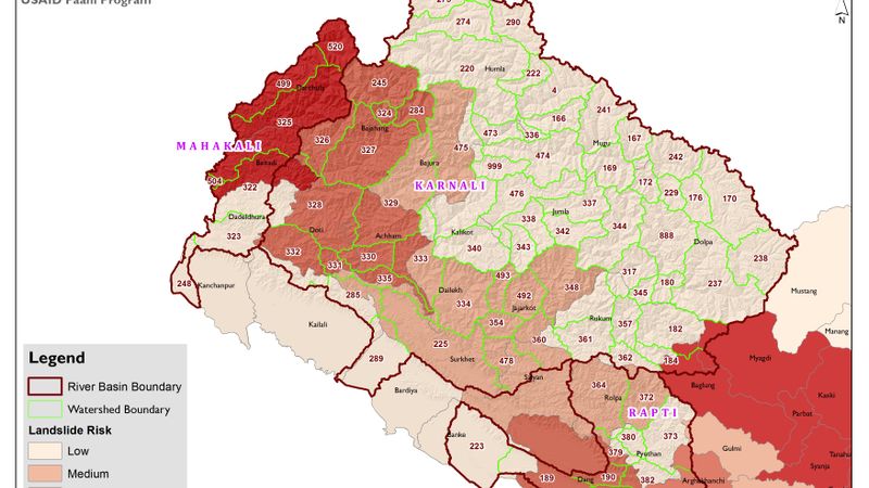 Landslide Risk (NAPA) and Watersheds under Three River Basins